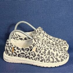 Hey Dude Women’s Wendy Woven Cheetah Cream Slip On Shoes Size 7