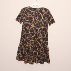 Zara Trafulac Chain Pattern Tunic Dress Size Small Drop Waist Short sleeve