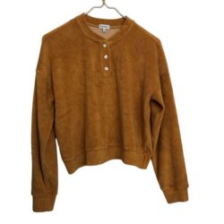 Donni Women’s Terry Cloth Henley Long Sleeve XS Sweatshirt Honey