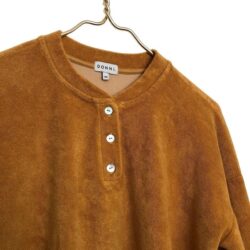Donni Women’s Terry Cloth Henley Long Sleeve XS Sweatshirt Honey