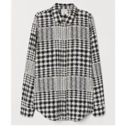 H&M Richard Allan Black Ivory Geometric Button Shirt Blouse