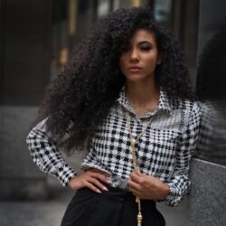 H&M Richard Allan Black Ivory Geometric Button Shirt Blouse
