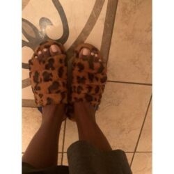 Leopard Fluffy Fur Slide Sandal Multiple