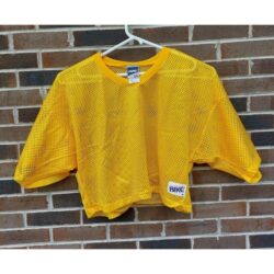 Vintage Mesh Jersey Crop Top Shirt Mens Size XL Club Wear Yellow 80s 90s NOS