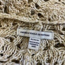 American Eagle Outfitters Open Knit Open Long Cardigan Beige White M