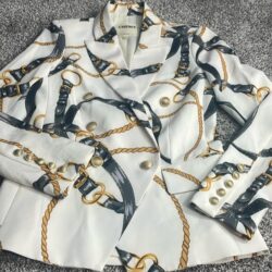 LAGENCE Kenzie harness, print double breasted, blazer size 2 XS