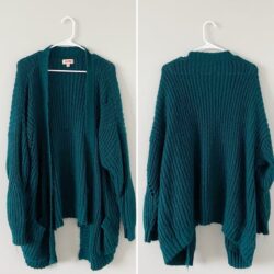 Evri Teal Chunky Knit Sweater Cardigan Womens Open Front Pockets Boyfriend