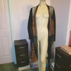 Lavanya MIX PRINT Longline Size 2X KIMONO Wrap SEQUINS Duster CROCHET Jersey