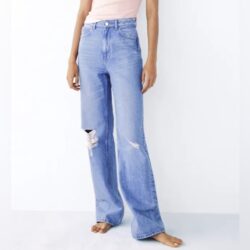 Zara Blue High Rise Wide Leg Slouchy Fit Full Length Jeans Women’s Size 00