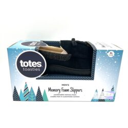 Totes Toasties Mens Black Loafers Slippers XL 11/12