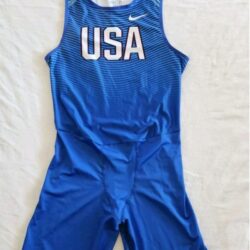 Nike Team USA Wrestling Singlet Mens Large Blue Grappling Spandex 835898-493