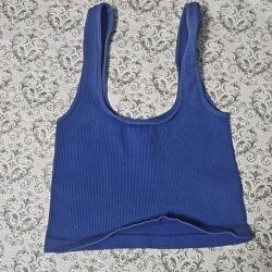 Free People Movement Happiness Runs Square Crop Tank NEW Blue