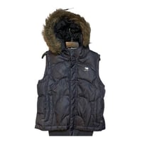 Predator medium gray puffer vest with faux fur hoodie