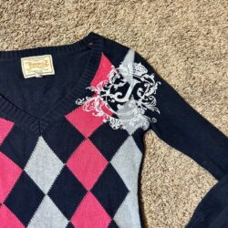 Black, Pink, & Grey Argyle Sweater by Jimmy’Z!