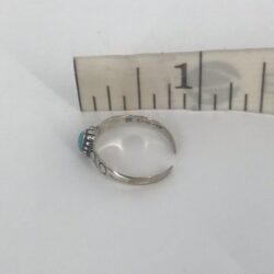 925 STERLING SILVER VINTAGE INSPIRED TURQUOISE ETCHED SIDES TOE RING SIZE XS
