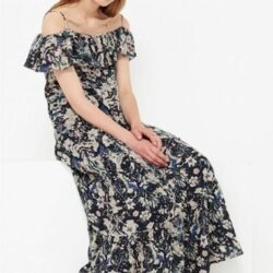 IRO Yonelia Floral Ruffle-Trim Midi Dress Sz 38/6