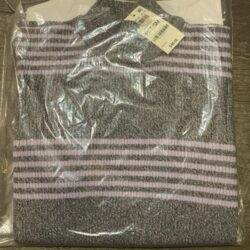 Karen Scott Petite Claire Cotton Striped Ribbed Mock-Neck Sweater. Size: Pet Sm