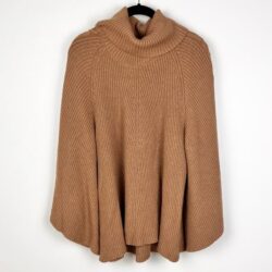 Anthropologie Kali Poncho Cable Knit Turtleneck Sweater XS/S Honey Tan Boho