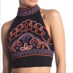 Free People Goa Crop Black Size L NWT