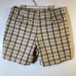 Womens Columbia Plaid Cotton Shorts Tan Brown 10/6 Pockets