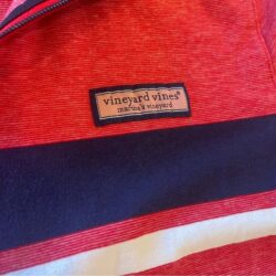 Vineyard Vines Red Navy Striped Pima Edgartown Shep Shirt Half Zip Size S