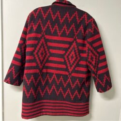 Vintage Woolrich Wool Blend Aztec Southwestern Blanket Coat M Red Black Longline