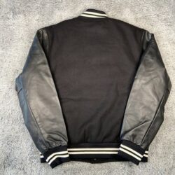 Nike Authentic Varsity Jacket Size XS Men Black White Button-Up Leather