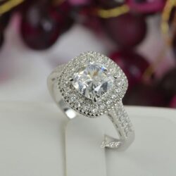 New Real 925 Sterling His Her Halo Cushion Wedding Ring Engagement Ring 7&9
