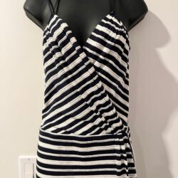 Addison Off White and Navy Striped Ruffle Maxi Dress Sz. M *EUC* MSRP: $198+tax
