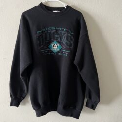 Vintage Anaheim Mighty Ducks Black Embroidered Crewneck Sweatshirt Size Large