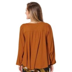 FREE PEOPLE Oversized Flowy Sz S Bubble Sleeve Devin Henley Top Autumn Pearl