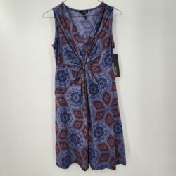 NWT DAISY FUENTES Geometric Print V-Neck Dress Womens Petite Size Small SP