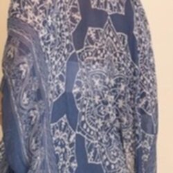 Boho Festival Lightweight Mandala Kimono Cardigan Tassels Navy Blue