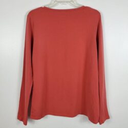 Duluth Trading Womens Henley Shirt Long Sleeve V Neck Buttons Stretch Orange L