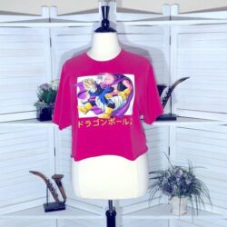 Dragon Ball Z hot pink waist length cropped short sleeves cotton T-shirt sz 1X