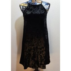 Black Crushed Velvet Halter Mini Midi Dress l Size: XS