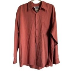 EUC -City Streets Men’s Red Rayon/Poly Button Up Long Sleeve Dress Shirt Size XL