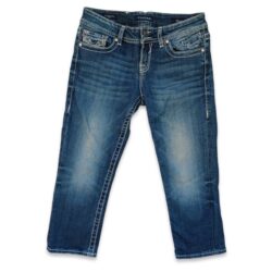 Vigoss Jeans The New York Capri Midrise Cropped Dark Wash Stretch Juniors Size 7