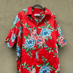 Hilo Hattie’s Vintage Hawaiian Shirt Red Hibiscus Floral L 1970s Made in USA XXL