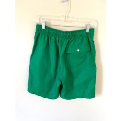 Lands’ End Polyester 9″ Drawstring No Liner Pocket Swim Shorts Green Mens Small