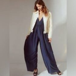 UO Gia Plunging Shimmer Jumpsu