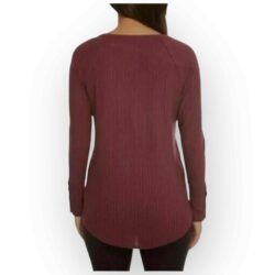 CHASER Ladies’ Waffle Thermal Tunic Sweater – Wine Burgundy, Size M – 67M