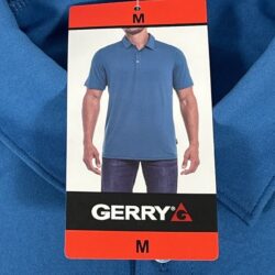 Gerry Brushed Knit Blue Polo Shirt, 40 UPF, Men’s Medium, NWD