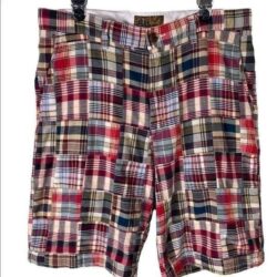 Men’s Patchwork Madras F/F Shorts by Blue Size 34