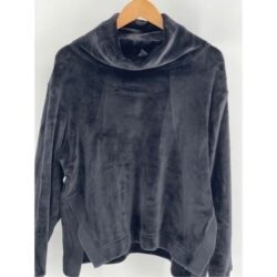 Athleta Sweater Sweatshirt Faux Fur Women Large Black Turtleneck Pullover