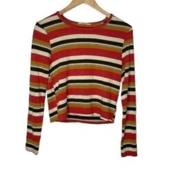 Molly Green Striped Long sleeve Crop Tee