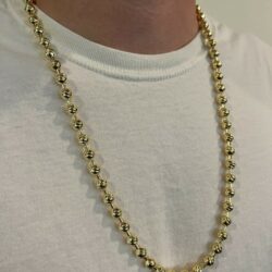 8mm 20″ Gold On Silver Beaded Moon Chain