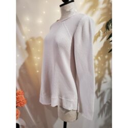 Habitat Mixed Stitch Tunic Asymmetrical Sweater Womens Size XS Ribbed Cream Soft