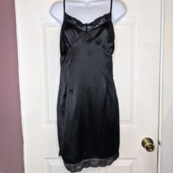 Wild Fable Black Lace Trim Satin Slip Dress Size 12