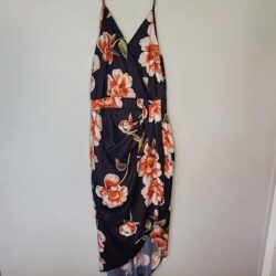 Vacation Wear Black Floral Hi-Low Wrap Dress Size S-M